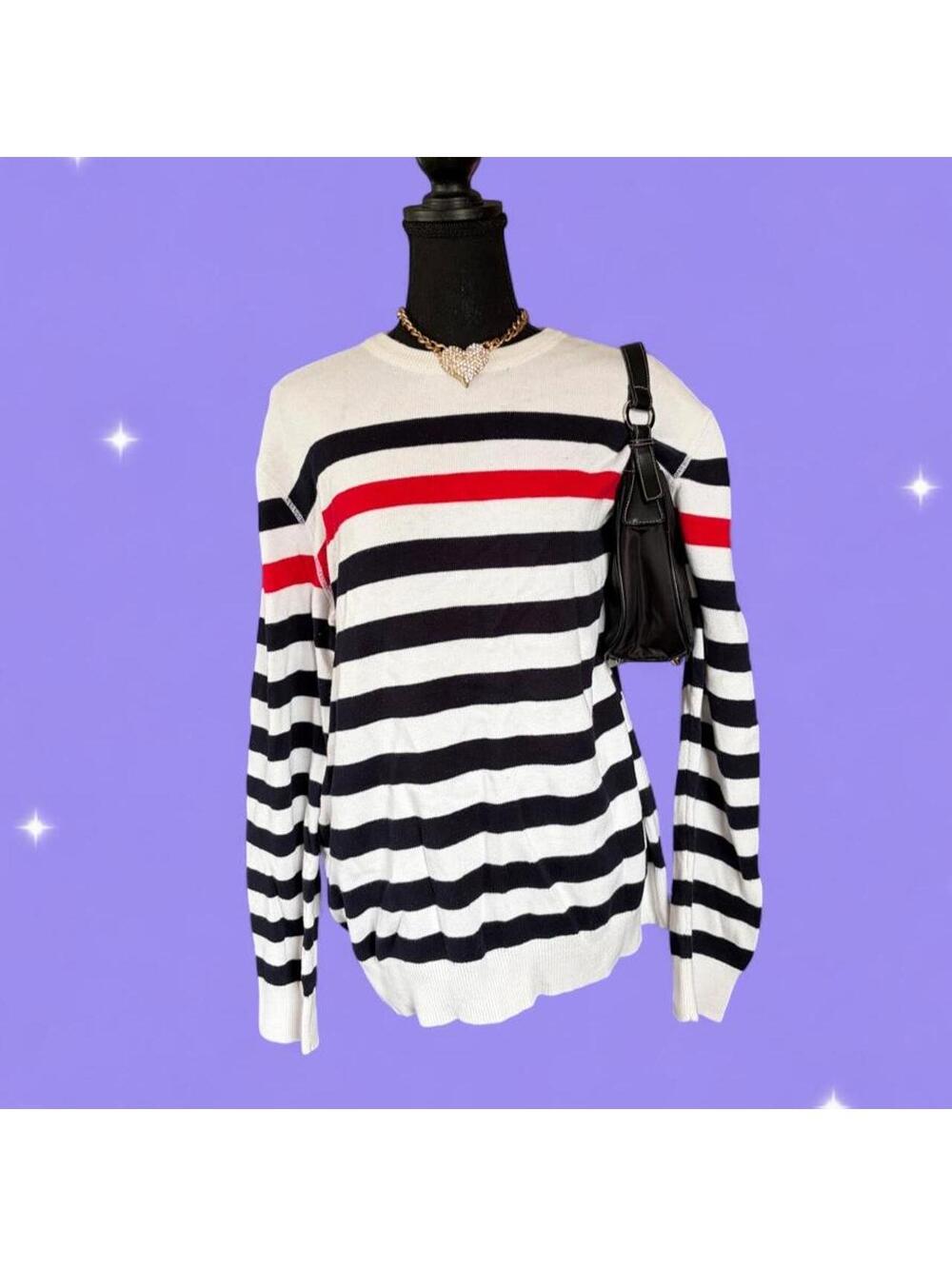 Vintage Y2K Express Striped Cotton Cozy Oversized Sweater size XL